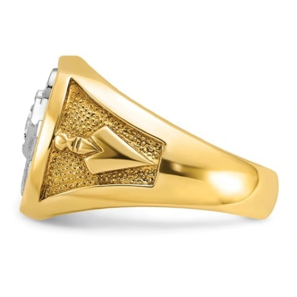14k with White Rhodium Men's Diamond Blue Lodge Master Masonic Ring